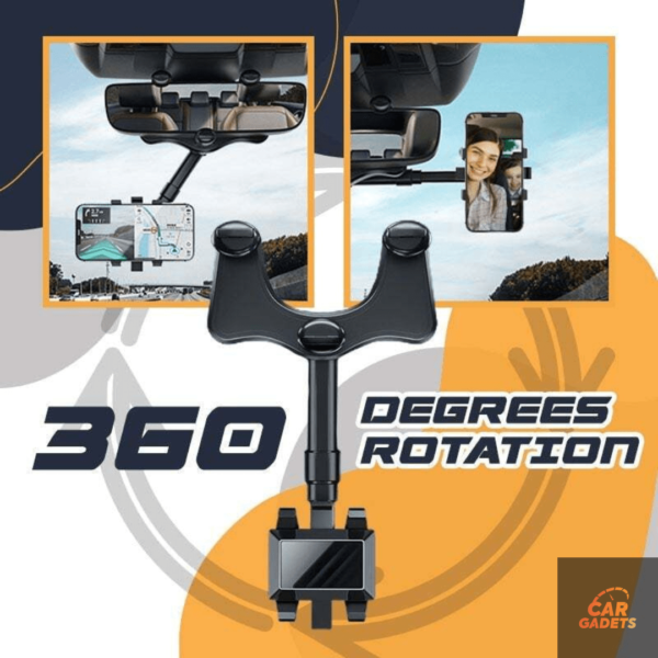 360 Degree Rotatable Rearview Mirror Phone Mount